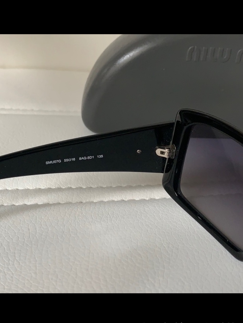 Miu Miu Glossy Black Oversized Rectangular Sunglasses - Picture 4 of 4